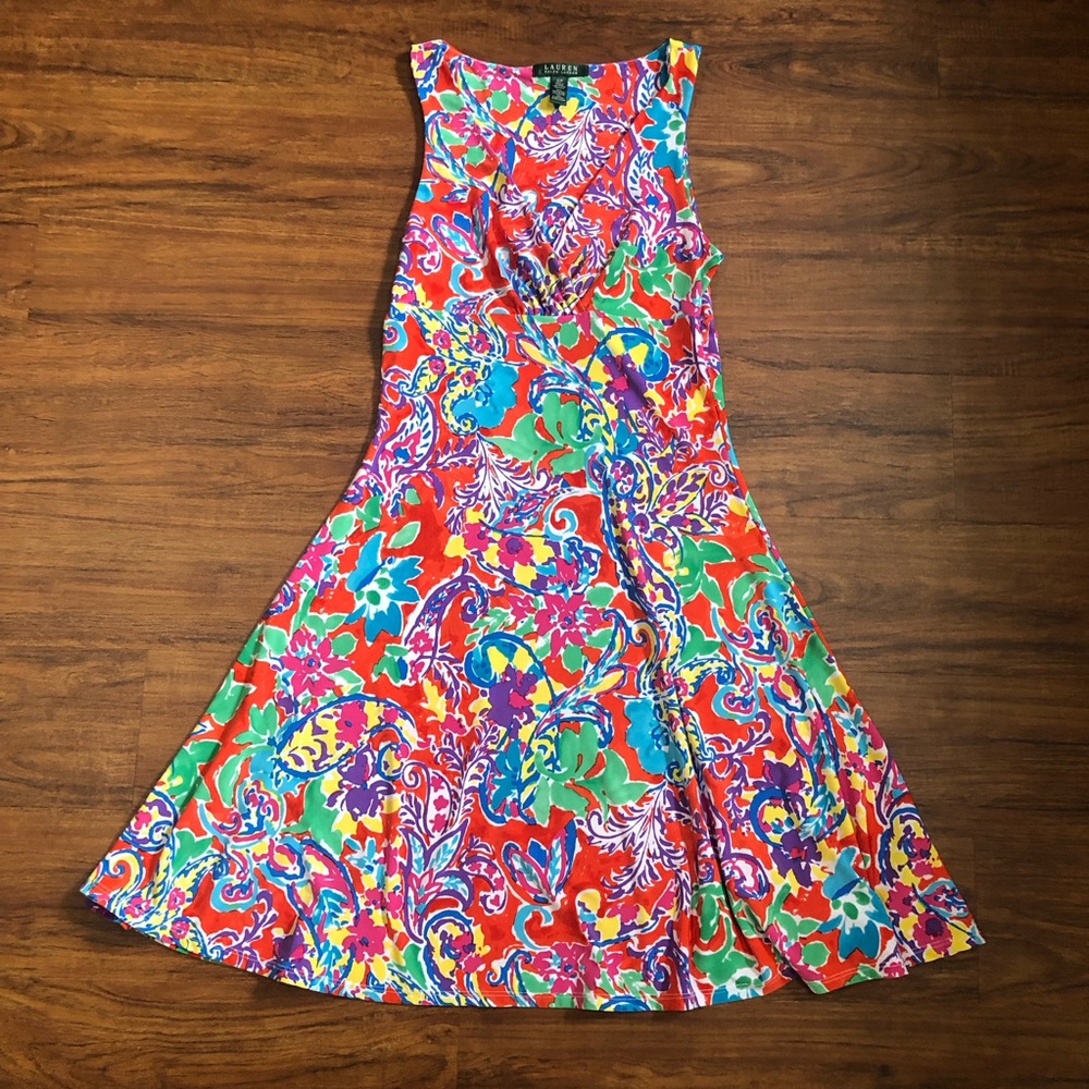 Lauren Ralph Lauren Multicolor Floral V-Neck Dress